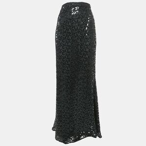 Ingie Paris Black Sequin Lace Maxi Bropai Skirt Xl